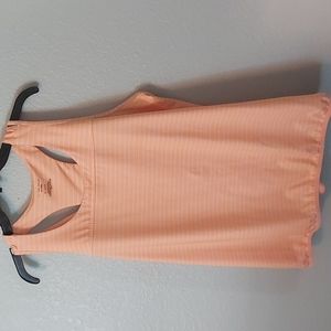 Tek Gear Orange and white stripe razor back workout top